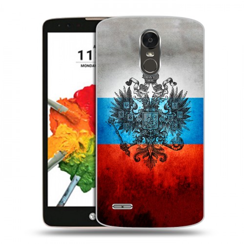 Дизайнерский пластиковый чехол для LG Stylus 3 Российский флаг