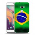Дизайнерский пластиковый чехол для HTC One X10 Флаг Бразилии