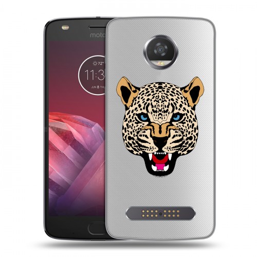 Дизайнерский пластиковый чехол для Motorola Moto Z2 Play Прозрачные леопарды