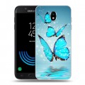 Дизайнерский пластиковый чехол для Samsung Galaxy J5 (2017) Бабочки голубые