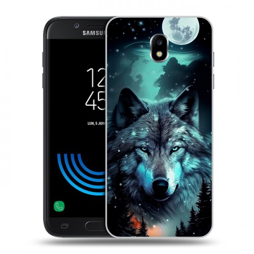 Дизайнерский пластиковый чехол для Samsung Galaxy J5 (2017) Волк и луна