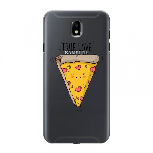 Полупрозрачный дизайнерский пластиковый чехол для Samsung Galaxy J7 (2017) Прозрачная Пицца