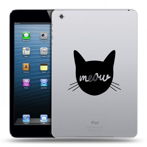 Полупрозрачный дизайнерский силиконовый чехол для Ipad Mini Прозрачные кошки