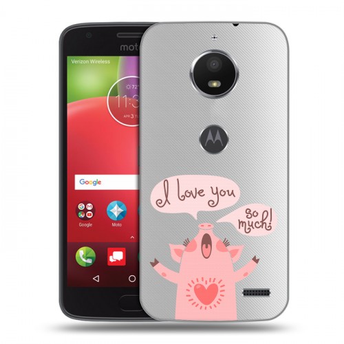 Полупрозрачный дизайнерский пластиковый чехол для Motorola Moto E4 Прозрачные свинки