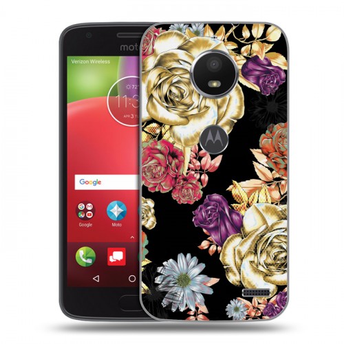 Дизайнерский пластиковый чехол для Motorola Moto E4 Цветочный арт-деко