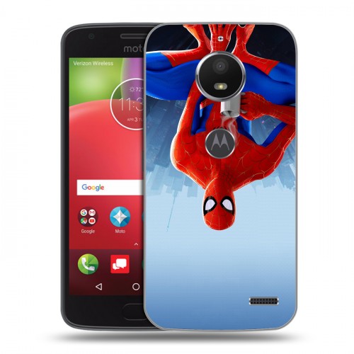 Дизайнерский пластиковый чехол для Motorola Moto E4 Человек-паук : Через вселенные