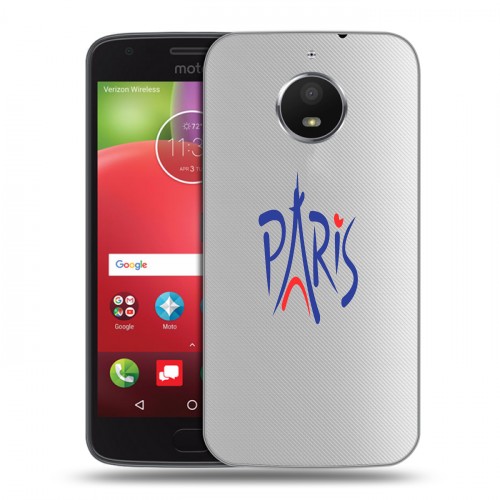 Полупрозрачный дизайнерский пластиковый чехол для Motorola Moto E4 Plus Прозрачные париж