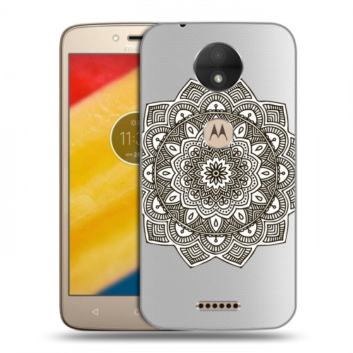 Полупрозрачный дизайнерский пластиковый чехол для Motorola Moto C Полупрозрачные мандалы