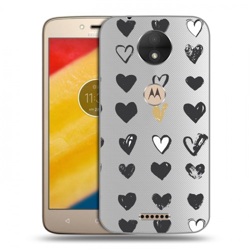 Полупрозрачный дизайнерский пластиковый чехол для Motorola Moto C Стильные сердца