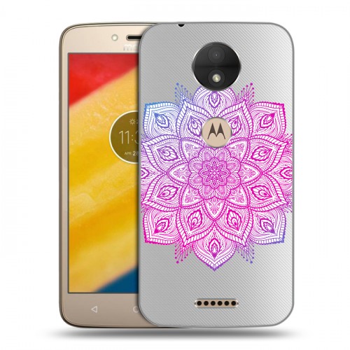 Полупрозрачный дизайнерский пластиковый чехол для Motorola Moto C Прозрачные мандалы