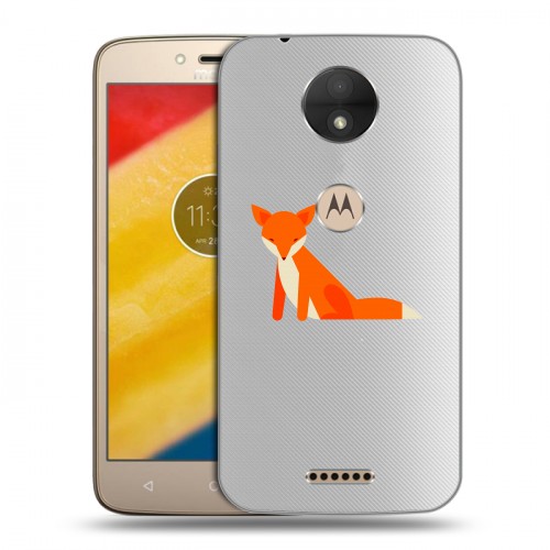 Полупрозрачный дизайнерский силиконовый чехол для Motorola Moto C Прозрачные лисы