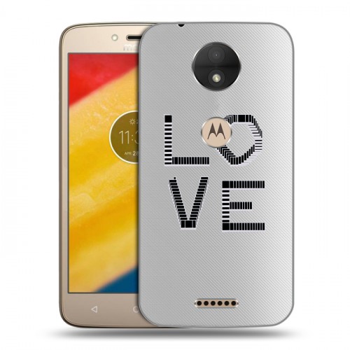 Полупрозрачный дизайнерский силиконовый чехол для Motorola Moto C Прозрачные надписи 1