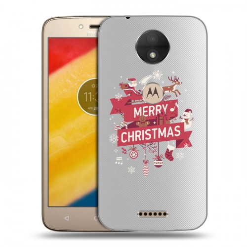 Полупрозрачный дизайнерский пластиковый чехол для Motorola Moto C Новый год