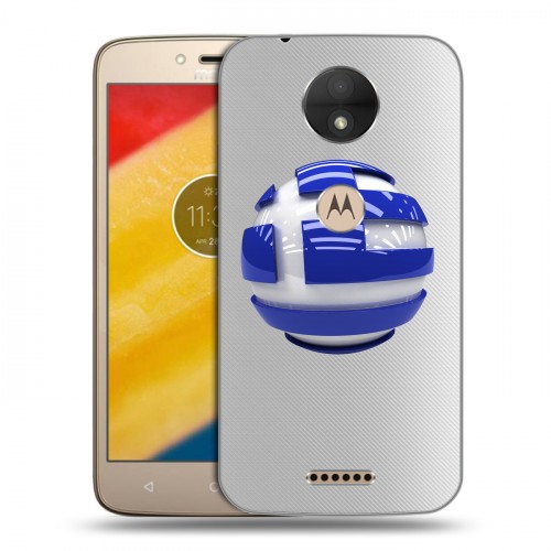 Полупрозрачный дизайнерский пластиковый чехол для Motorola Moto C флаг греции