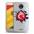 Полупрозрачный дизайнерский пластиковый чехол для Motorola Moto C Флаг Турции