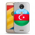 Полупрозрачный дизайнерский силиконовый чехол для Motorola Moto C Флаг Азербайджана
