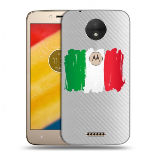 Полупрозрачный дизайнерский пластиковый чехол для Motorola Moto C Флаг Италии