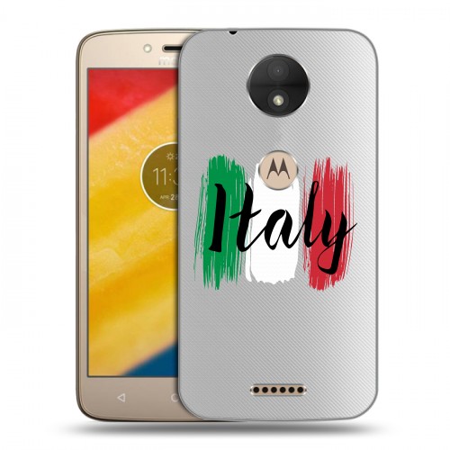 Полупрозрачный дизайнерский пластиковый чехол для Motorola Moto C Флаг Италии