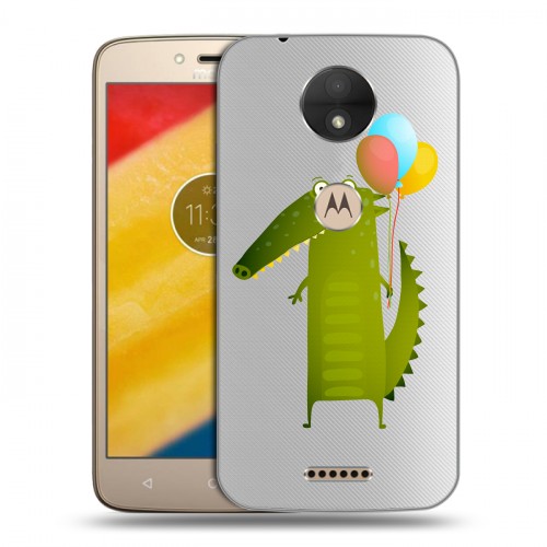 Полупрозрачный дизайнерский пластиковый чехол для Motorola Moto C Прозрачные крокодилы