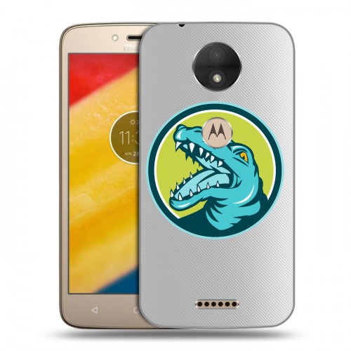 Полупрозрачный дизайнерский пластиковый чехол для Motorola Moto C Прозрачные крокодилы