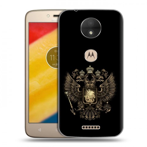 Дизайнерский силиконовый чехол для Motorola Moto C герб России золотой