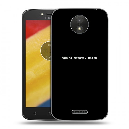 Дизайнерский пластиковый чехол для Motorola Moto C Plus Черно и кратко