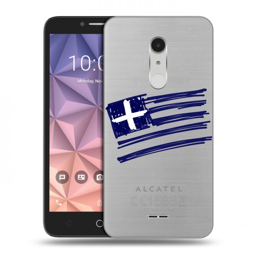 Полупрозрачный дизайнерский пластиковый чехол для Alcatel A3 XL флаг греции