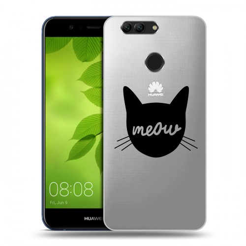 Полупрозрачный дизайнерский пластиковый чехол для Huawei Nova 2 Plus Прозрачные кошки
