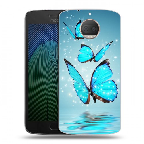 Дизайнерский пластиковый чехол для Motorola Moto G5s Plus Бабочки голубые