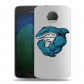 Полупрозрачный дизайнерский пластиковый чехол для Motorola Moto G5s Plus Прозрачные акулы