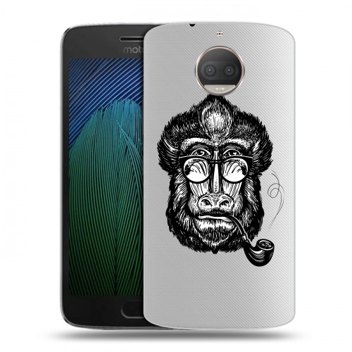 Полупрозрачный дизайнерский пластиковый чехол для Motorola Moto G5s Plus Прозрачные обезьяны