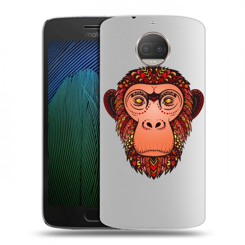 Полупрозрачный дизайнерский пластиковый чехол для Motorola Moto G5s Plus Прозрачные обезьяны