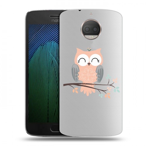 Полупрозрачный дизайнерский пластиковый чехол для Motorola Moto G5s Plus Прозрачные совы