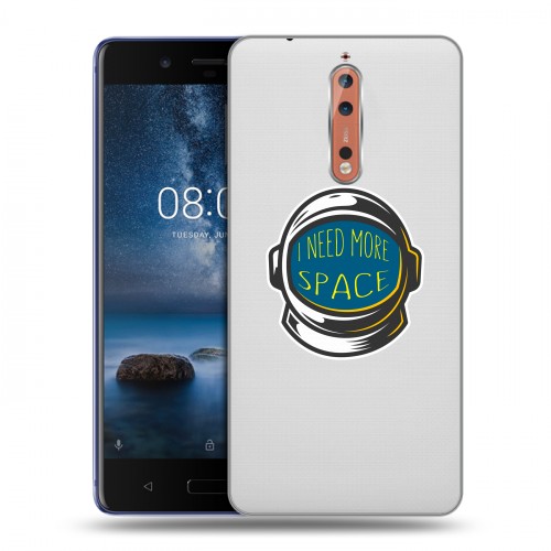 Полупрозрачный дизайнерский пластиковый чехол для Nokia 8 Прозрачный космос