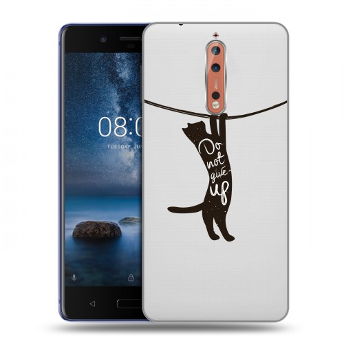 Полупрозрачный дизайнерский пластиковый чехол для Nokia 8 Прозрачные кошки
