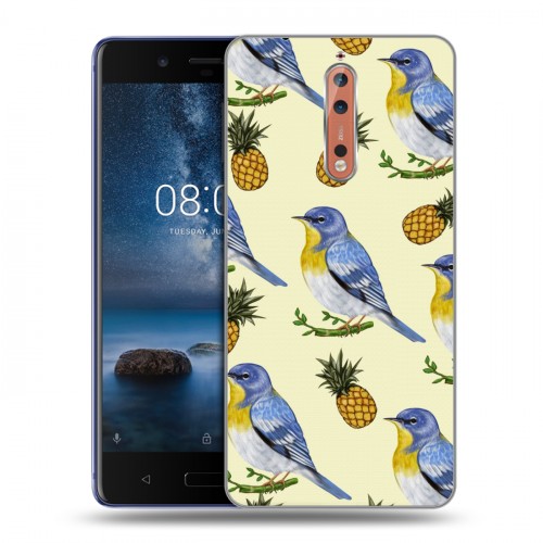 Дизайнерский пластиковый чехол для Nokia 8 Птицы и фрукты