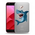 Полупрозрачный дизайнерский пластиковый чехол для ASUS ZenFone 4 Selfie Pro Прозрачные акулы