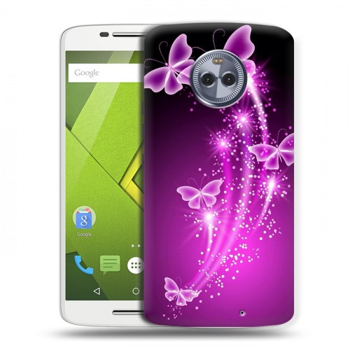 Дизайнерский пластиковый чехол для Motorola Moto X4 Бабочки фиолетовые