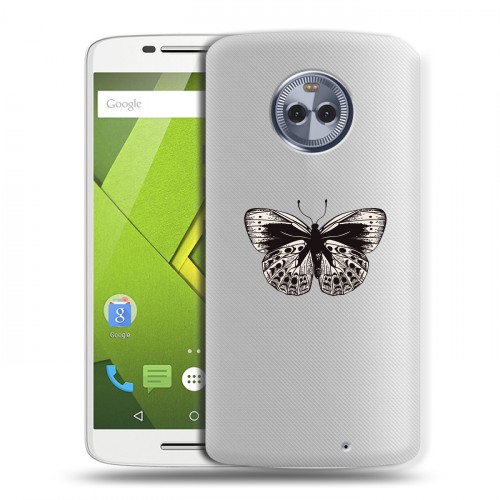 Полупрозрачный дизайнерский пластиковый чехол для Motorola Moto X4 прозрачные Бабочки 