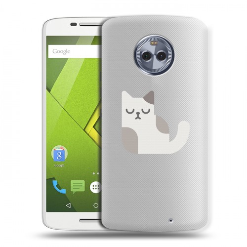 Полупрозрачный дизайнерский пластиковый чехол для Motorola Moto X4 Прозрачные кошки