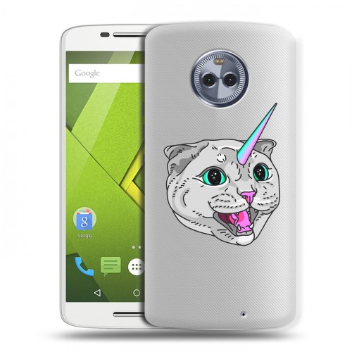 Полупрозрачный дизайнерский пластиковый чехол для Motorola Moto X4 Прозрачные кошки