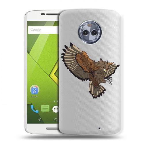 Полупрозрачный дизайнерский пластиковый чехол для Motorola Moto X4 Прозрачные совы