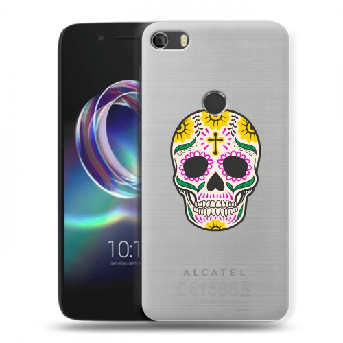 Дизайнерский силиконовый чехол для Alcatel Idol 5 Прозрачные веселые черепа
