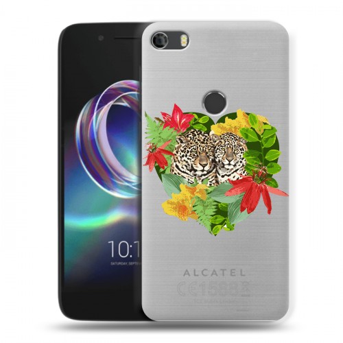 Дизайнерский силиконовый чехол для Alcatel Idol 5 Прозрачные леопарды
