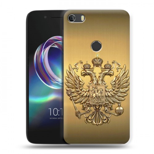 Дизайнерский силиконовый чехол для Alcatel Idol 5 Флаг и герб России