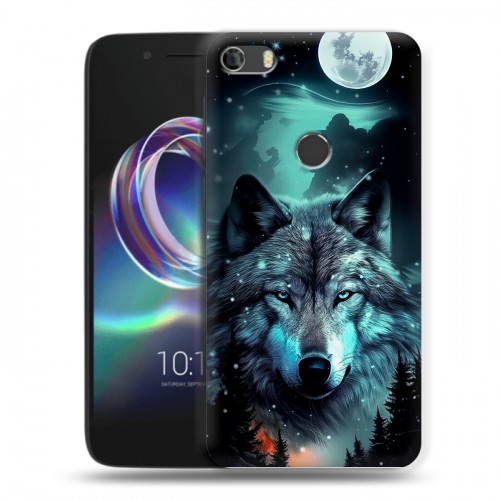 Дизайнерский силиконовый чехол для Alcatel Idol 5 Волк и луна