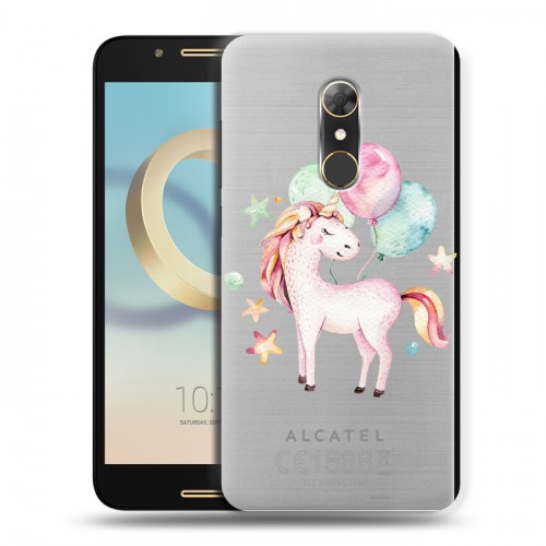 Полупрозрачный дизайнерский силиконовый чехол для Alcatel A7 Прозрачные лошади и единороги 