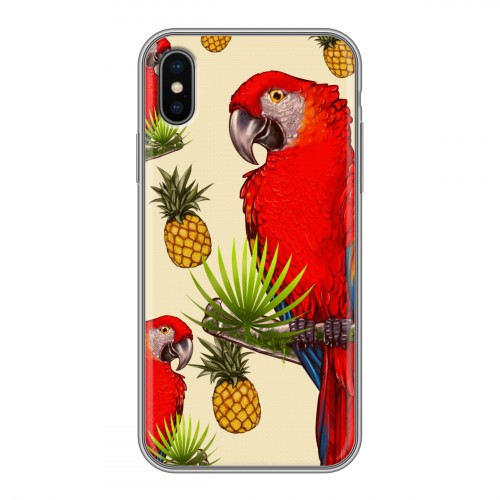 Дизайнерский силиконовый чехол для Iphone x10 Птицы и фрукты