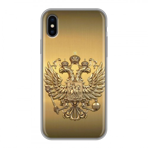 Дизайнерский силиконовый чехол для Iphone x10 Флаг и герб России
