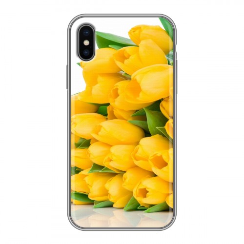 Дизайнерский силиконовый чехол для Iphone x10 Тюльпаны